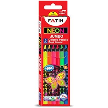 Faber-Castell 110994 - Matite colorate Jumbo Grip Neon con confezione da 5 ( 1, scatola con coleottero