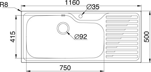 Pyramis TITAN 1B 1D Einbauspüle Edelstahl, poliert, 100144505 - 2