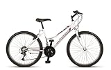 Orbita ALFA 26' - Bicicleta BTT de montaña para mujer, 18 velocidades, cuadro 16'' acero, frenos V-Brake, blanca, (160cm - 175cm)