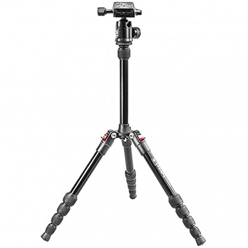 Dreibein Reisestativ Alu (Hhe: 130 cm, Gewicht: 0,78 kg, Belastbarkeit: 7kg) schwarz mit Stativkopf | Stativ Triopo MT-2205 + Stativkopf Triopo KJ-1S