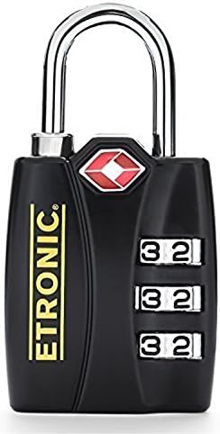 Etronic T6 TSA-Approved Lock TSA Open Alert Indicator Resettable Combination TSA-Accepted Luggage Lock, 1-3/16in (30mm) Wide