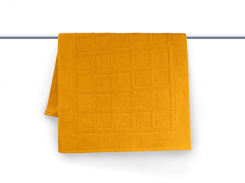 hochwertige Bio-Handtuchserie – erhältlich in 19 trendigen Unifarben oder 7 Streifen – in 7 verschiedenen Größen, 2er-Pack Badvorleger 50 x 80 cm, mangogelb - 3
