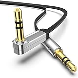 UGREEN Aux Cable, Flat 3.5mm Male to Male Audio Cable, Right Angle Aux Cord for Headphone, Car Audio Jack, Stereo Speaker, MusicPlayer with Gold Plated Plug