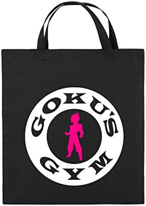 Comedy Bags - SON GOKU'S GYM - jute bag - short handles - 38x42cm - Colour: black / white-pink