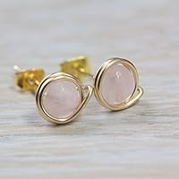 Rosenquarz-Ohrstecker hochwertig und haltbar vergoldet - auch in rosé-gold - echte Edelsteine und stabile sorgfältigste Handarbeit