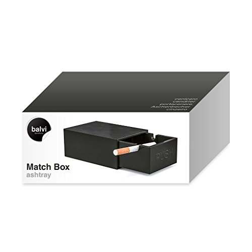 Balvi – Match Box Aschenbecher in Form einer Streichholzschachtel. Mit Deckel, ohne unangenehme Gerüche. Leicht zu waschen. Farbe: Schwarz. Hergestellt aus Melamin. - 2