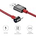 Produktbild USAMS Ladekabel für iPhone, 1.2M Kabel 90 Grad Winkel Stecker Nylon USB Datenkabel Auto Disconnect für Apple iPhone X 8 7 6S 6 Plus 5S SE 5, iPad iPod (Rot)