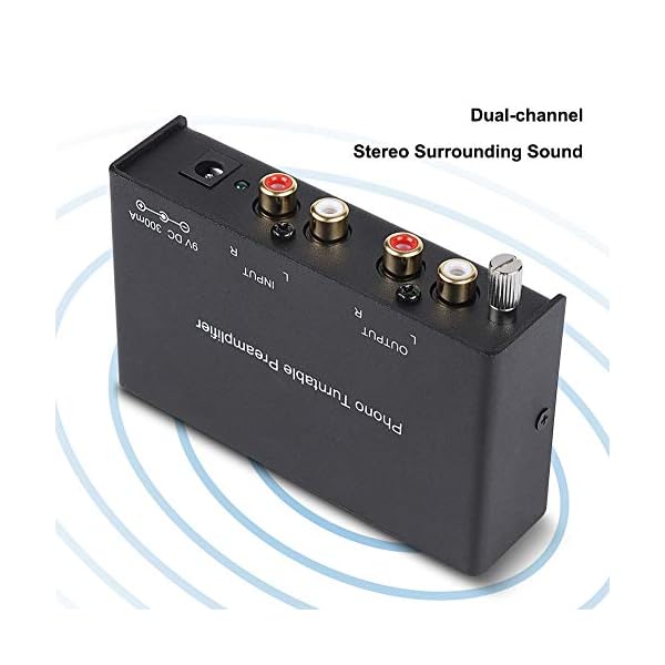 Mugast Phono-Vorverstärker,Dual-Channel Stereo Phono-Vorverstärker RCA Phono Preamplifier,Plattenspieler Vorverstärker Hi-Fi Stereo Tube Vorverstärker mit Rauschunterdrückung EU-Stecker – Bild 3