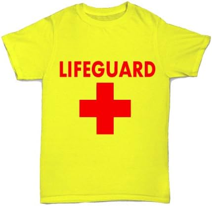 Child's / Kid's / Boy's / Teenager' 'Lifeguard' Fancy dress TShirt Top (9/11 Years, Yellow with red logo)