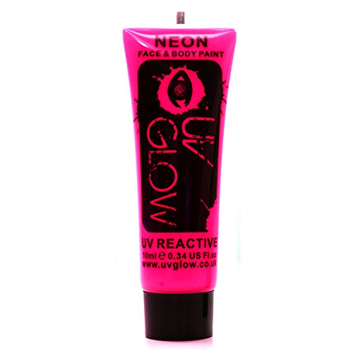 UV Glow Neon Face and Body Paint - 1x 10ml Pink