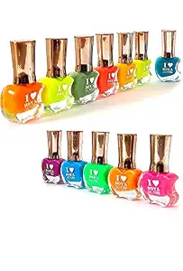 Sweet Girls Apple Shape Easy Drying, Glossy Finish, Free From Set OF 12 Nail POlish Combo Pack (12ml)