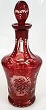 rubin rot Oberstdorfer Glashütte Egermann Glas Karaffe Antik böhmisches Glas Rubin rot Likörflasche handgeschliffenenes Aussendekor antikes Kristallglas Vase mundgeblasen Höhe ca. 23 cm