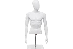 TANGZON Mannequin Torso, Height Adjustable Tailor's Dummy with Rotatable Head, Arms & Heavy Duty Iron Base Stand, Dress Form Display Manikin for Shop Window (Male)