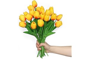 Anaoo 24 tulipani artificiali in lattice, bouquet di fiori artificiali da sposa per la casa, matrimonio, festa, decorazione dell'ufficio, composizioni floreali,