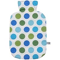 Wärmflaschenbezug mit Punkten in blau / türkis / grün für 2 l Wärmflasche