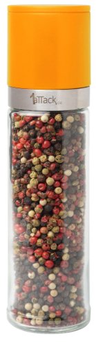 Pfeffermühle Salzmühle Gewürzmühle unbefüllt mit Keramik Mahlwerk in Geschenk Verpackung - 230ml - Höhe 20.5cm - orange