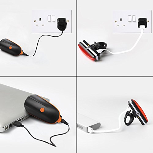 YaFex LED Fahrrad Lichter Set USB Wiederaufladbare Fahrradbeleuchtung 3-6 Licht-Modi Wasserdicht Außen Fahrradlampe mit Fahrradklingel 120 dB - 5