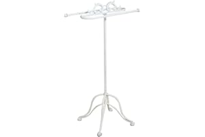 Biscottini Toallero de pie de hierro forjado acabado | Toallero baño blanco antiguo Medidas 39x24x69 cm.