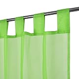 Beautissu® Transparenter Schlaufen-Vorhang Amelie – 140×245 cm Grün Uni – Voile Dekoschal Gardine Schlaufenschal - 2