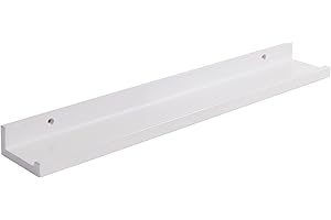 IBUYKE Étagère murale flottante en bois de chêne massif, étagère créative en forme de U pour salon, bureau, chambre, salle de bain, cuisine, 90 cm, blanc RF-GB545W