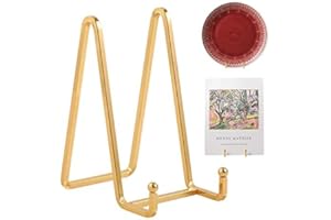 DIDUDIDU Plate Holder Easel Display Stand - 6 inch Metal Plate Stands for Display - Tabletop Picture Stand - Gold Iron Easels for Display Pictures | Photo Frames | Book | Decorative Plates | Plaque - 4 Pack