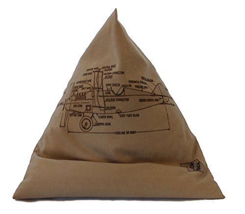 Vintage Airplane Tech Perch iPad Tablet Cushion Pillow Stand Champagne Faux Suede Made in the UK (Beige)