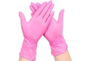 FIRMSAFET STRONG Disposable Pink Pearl Nitrile Examination Gloves | Medical | Industrial | Hair, Beauty | Food| Janitorial|Powder Free| Latex Free|Size: EXTRA SMALL(1 Box of 100)