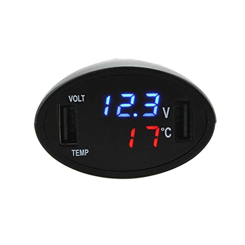 Preisvergleich Produktbild prettygood7 Multimeter 3in1 Zigarettenanzünder 12V Dual USB Ladegerät LED Thermometer Voltmeter Schwarz