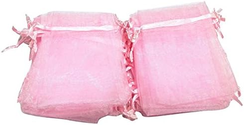 Masingo 3*4"Organza Pouch Wedding Favor Gift Bags, Pack of 100 Pcs Pink