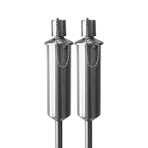 2 Stück Edelstahl Gartenfackel 120cm Öllampe Gartenlampe mit Sicherheitsverschluss Windlicht höhenverstellbar