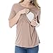 Produktbild Mutterschaft Doppelschichten Kurzarm Stillshirt Stillzeit Umstandsshirt Schwanger Frauen Stillen Umstandstop Stilltop Damen Mode Basic Umstandsmode Nursing Pyjama Bluse (Khaki, L)