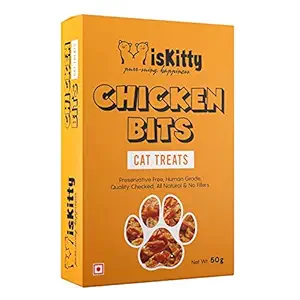 MisKitty Cat and Kitten Treats, 100% Chicken, High Protein, Low Fat, Tasty Crunchy Treats for Cats and Kittens Gluten Free, Wheat Free, (50g Each) (Pack of 1)