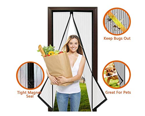 Preisvergleich Produktbild OKCS Magnet Fliegengitter Tür Insektenschutz Balkontür Fliegenvorhang Türvorhang für Terassentür, Schiebetür Insektenschutz Moskitonetz 106x210 cm - Weiß