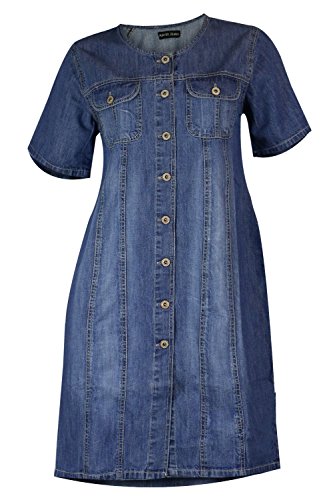 Short Sleeve Denim Button Up Short Dress (8)