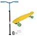 Produktbild MARONAD 57cm Mini Cruiser board Retro Skateboard mit LED Leuchtrollen und Aluminium Trucks ABEC-7 Classics (Gelb + MARONAD STICK Blau)