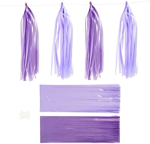 Paper Tassel, dark lilac/light lilac, size 12x35 cm, 14 g, 12pcs