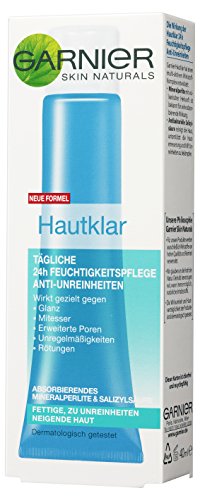 Garnier Hautklar 24h Feuchtigkeitspflege Gesicht Anti-Unreinheiten / Gesichtscreme für fettige + zu Unreinheiten neigende Haut, 3er Pack - 3 x 40 ml