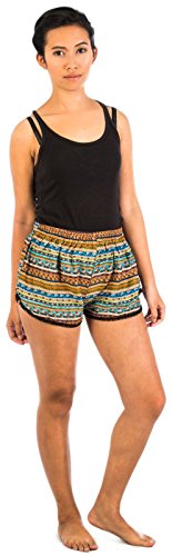 Lofbaz Women's Printed Summer Elastic Waist Mini Shorts One Size Blue