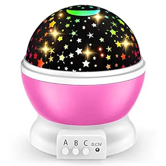 Gifts for 2-12 Year Old Girl: DEVRNEZ Stars Night Light Projector for Kids 3-11 Years Old Birthday Gift Romantic Star Night Lights Projector for Age 4-10 Girls Bedroom Toys|Present (Light Pink)