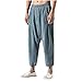 Produktbild SHE.White Herren Leinenhose Strandhose Lange Stoffhose Loose Fit mit Tasche Herrenhose Freizeit Bequeme Stoffhose mit Elastischem Kordelzug Große Größe Pants M-5XL