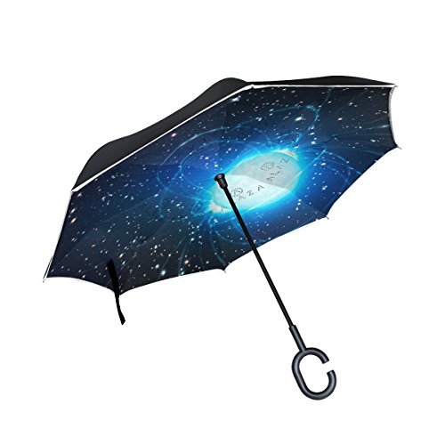 Preisvergleich Produktbild BENNIGIRY Universum Weltall Nebula-Double Layer Inverted Sonnenschirm, faltbarer Regenschirm, windfest mit UV-Schutz, der große Straight-Regenschirm für Auto Regen-c-shaped.