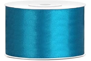 JAOW Ruban Satin Polyester Noeud et Emballage Cadeau 6/12/25/38/50/100mm x 25m (Taille 50mm x 25m - Couleur Bleu Turquoise)