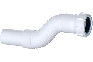 PlumbEZ Compact Flexible Waste Connector 1.1/4 Inch - 32mm Compression x Plain Spigot Drain and Shower Pipe - with Anti-Slip Ring
