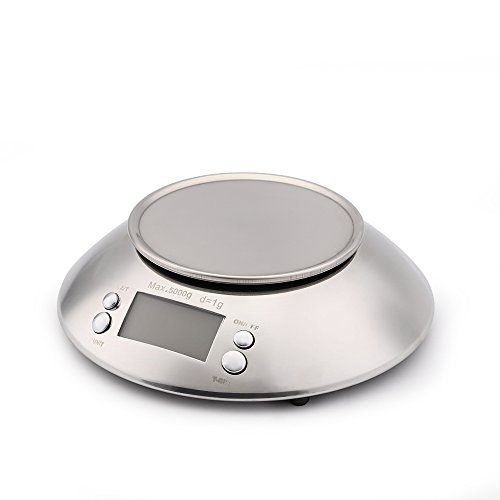 Uten Digitale Edelstahl Küchenwaage bis 5KG Temperatur TIMER LCD Anzeige Waage(INKL. Wiegeschale und 2 x AAA Batterien) - 4