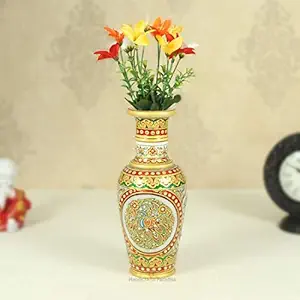 Handicrafts Paradise Peacock Painted Marble Flower Vase (12.75 cm x 12.75 cm x 30.59 cm)