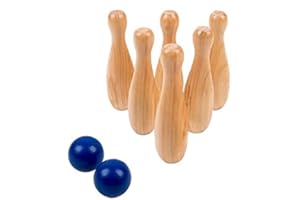 MGM Grand- PLANÈTE Bois birilli-FSC-048060Z-da 2 a 6 Giocatori-Beige-Legno Bambini Tavolo abilità-Gioco all'aperto-21 cm x 18 cm-A Partire dai 5 Anni, Colore Marrone, 20 cm, 048060Z