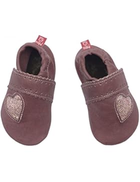 Anna und Paul Krabbelschuhe Glitzerherz pflaume 1219 - Gr. S-L - mit Ledersohle