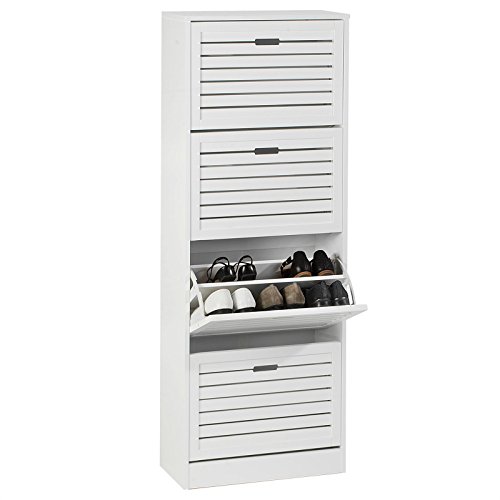 Schuhkipper Schuhschrank ADRIA, in weiß, 4 Klappen mit Schuhfach in Doppelreihe
