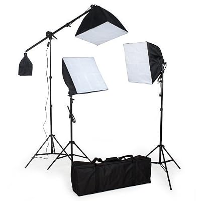 TecTake Kit éclairage studio 3 lampes + sofbox + trépieds 5500K pour Photo Video Studio