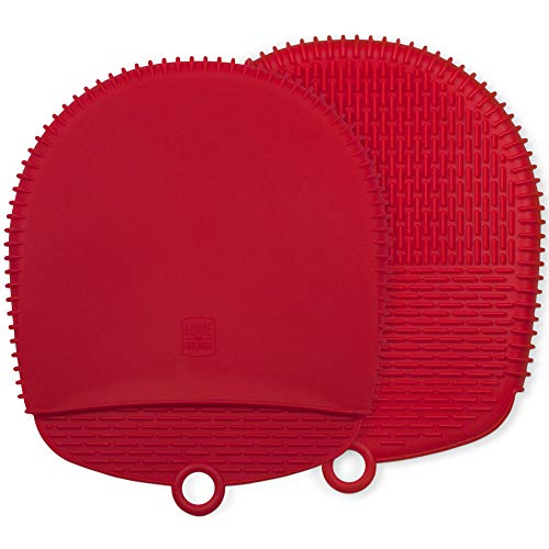 Innovadores Porta Ollas de Silicona / Agarraderas - Diseño Único que los hace Seguros, Anti desliz y Flexibles para Mayor Protección - Resistentes al Calor hasta 277°C (Rojo Coral, 1 par)